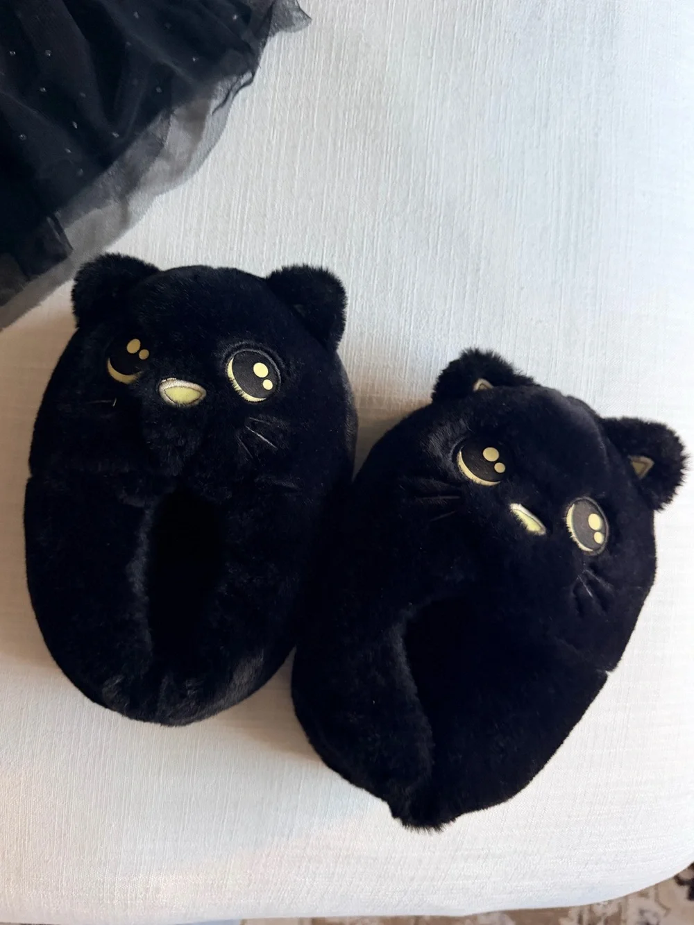 Black Cat Slippers Plush Cozy Cute Halloween Kitty children/toddler size Small